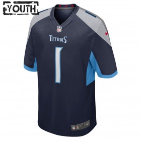 Maillot Enfant Tennessee Titans Caleb Farley 1 Nike Bleu Marine 2021 NFL Draft
